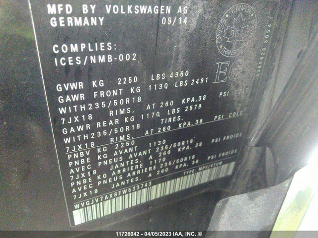 WVGJV7AX8FW533743 Volkswagen Tiguan S/se/sel/r-line