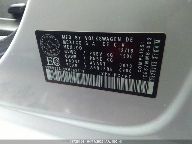 3VWDB7AJ2HM303878 Volkswagen JETTA SE