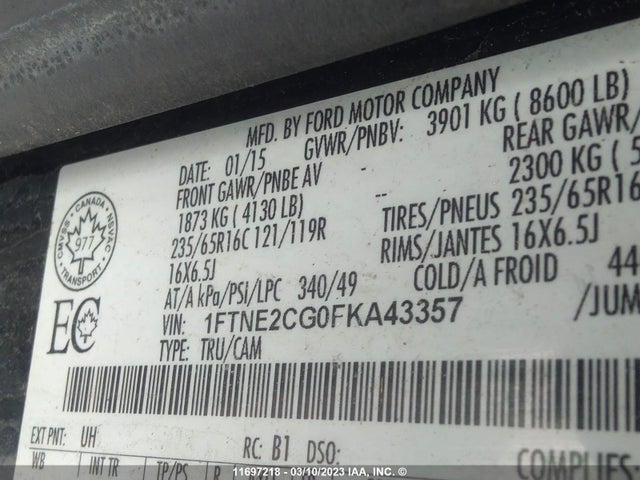 Ford Transit T-150 2015 1FTNE2CG0FKA43357 Image 11