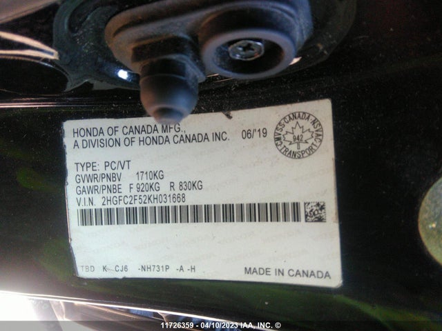 Honda k20c2 2019 2HGFC2F52KH031668 Image 26