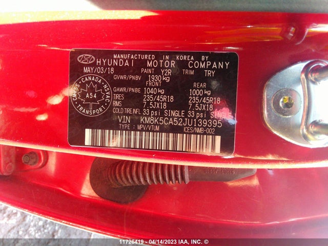 Hyundai Kona Ultimate 2018 KM8K5CA52JU139395 Image 9