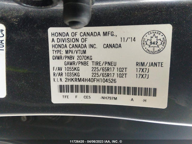 Honda CR-V SE 2015 2HKRM4H40FH104526 Image 9
