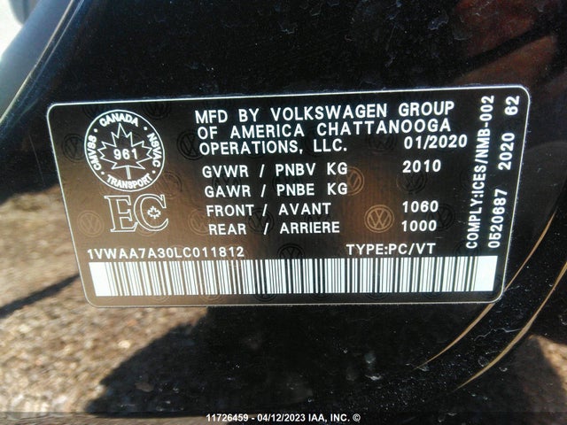 Volkswagen PASSAT S 2020 1VWAA7A30LC011812 Image 9