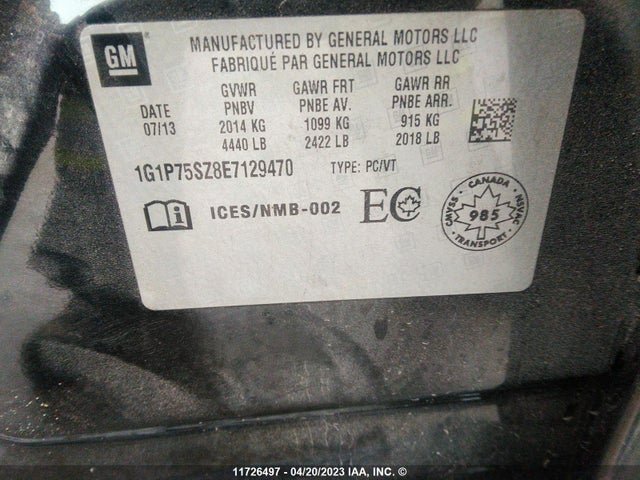Chevrolet Cruze 2014 1G1P75SZ8E7129470 Image 11