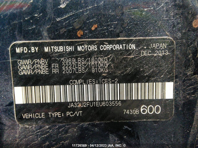 JA32U2FU1EU603556 Mitsubishi Lancer Es/es Sport