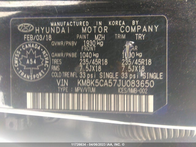 Hyundai Kona Ultimate 2018 KM8K5CA57JU083650 Image 10