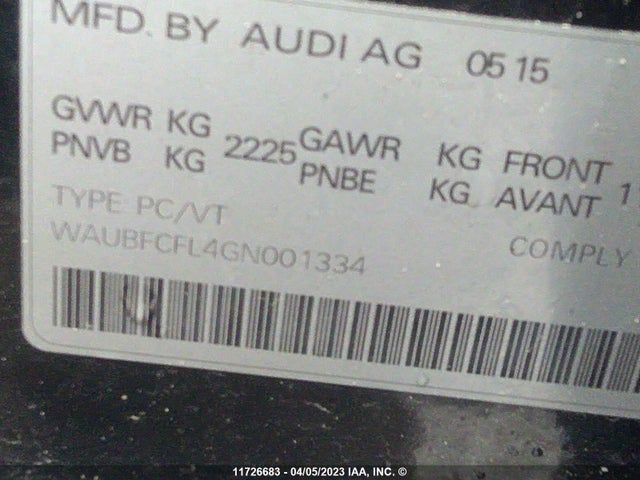 WAUBFCFL4GN001334 Audi A4 Komfort Plus