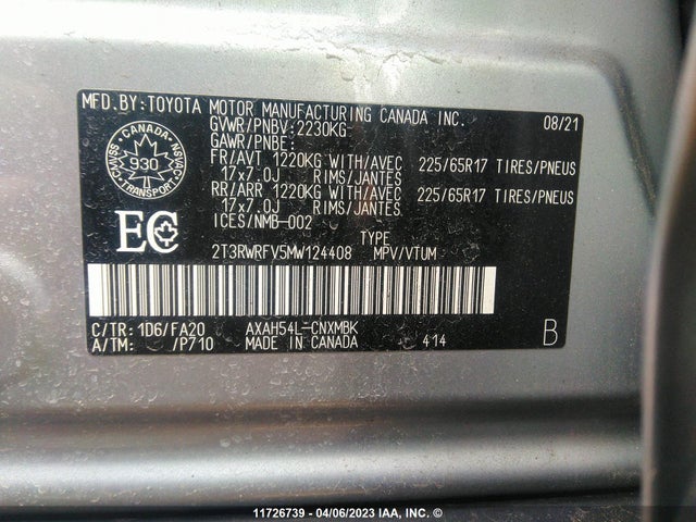 Toyota Rav4 Xle 2021 2T3RWRFV5MW124408 Image 10