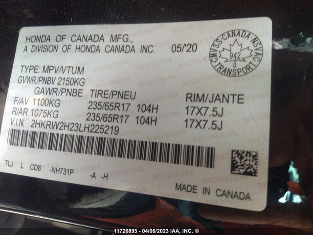 Honda CR-V LX 2020 2HKRW2H23LH225219 Image 10