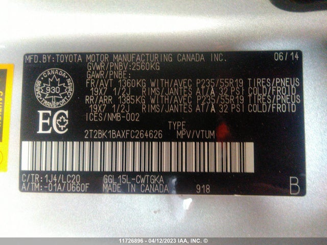 2T2BK1BAXFC264626 Lexus Rx 350/base/f Sport