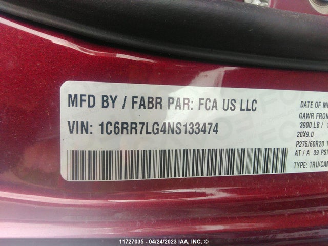 1C6RR7LG4NS133474 RAM 1500 Classic Slt