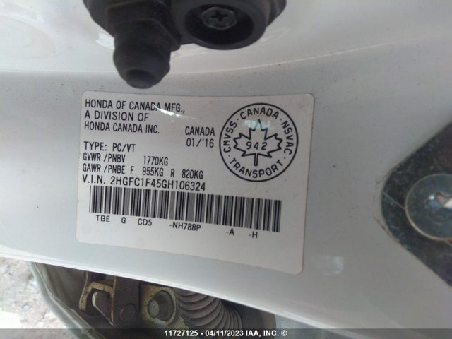 Honda CIVIC 2016 2HGFC1F45GH106324 Image 11