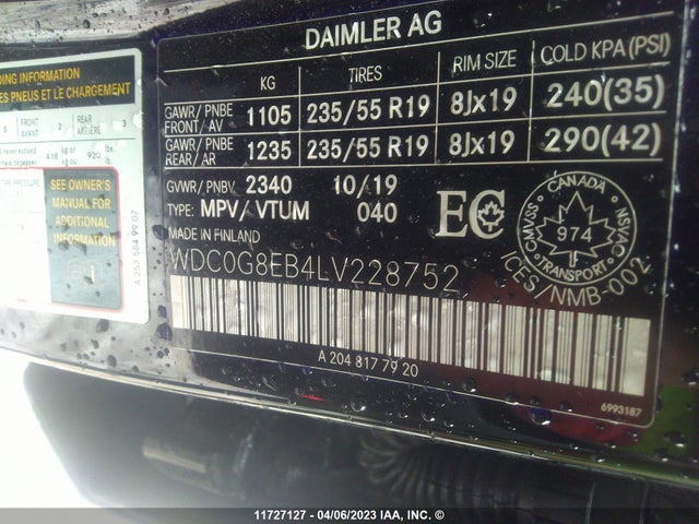 WDC0G8EB4LV228752 Mercedes-Benz Glc 300 4matic