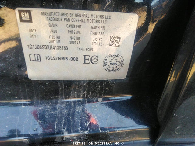 Chevrolet SONIC LT 2017 1G1JD6SBXH4138183 Image 9