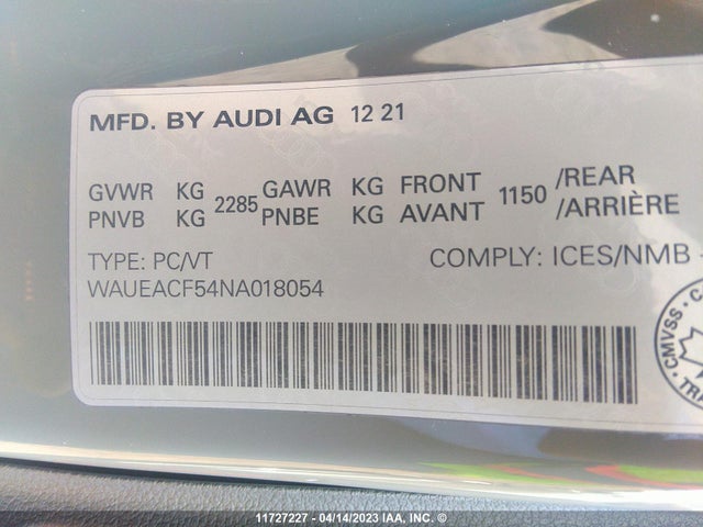 WAUEACF54NA018054 Audi A5 Prestige 45