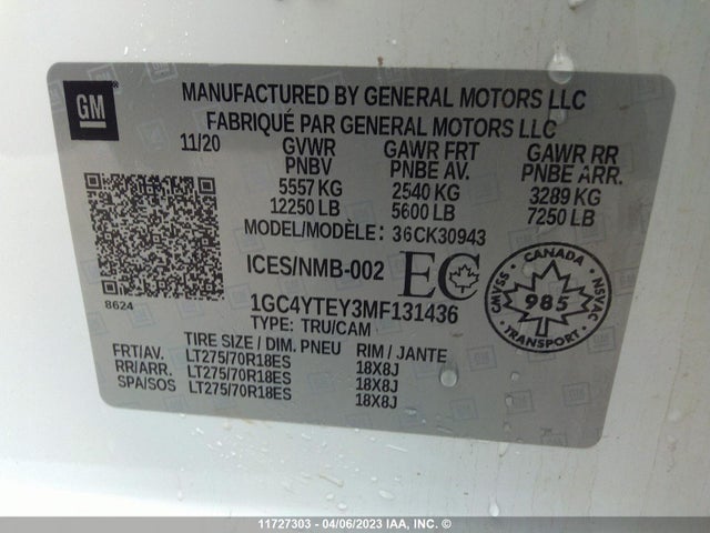Chevrolet Silverado K3500 Lt 2021 1GC4YTEY3MF131436 Image 11