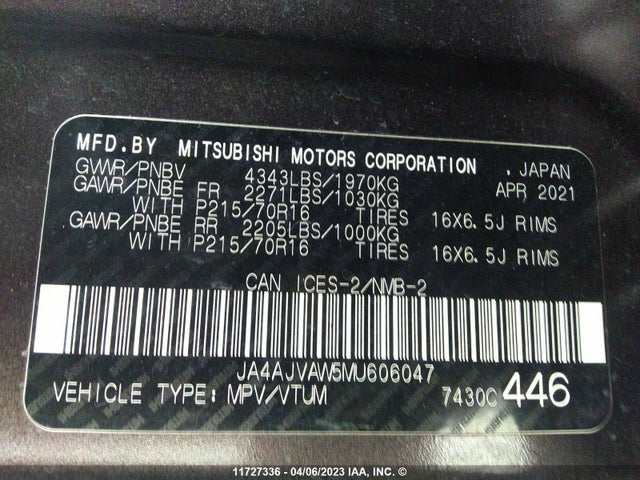 JA4AJVAW5MU606047 Mitsubishi Rvr Se/sel/le/gt
