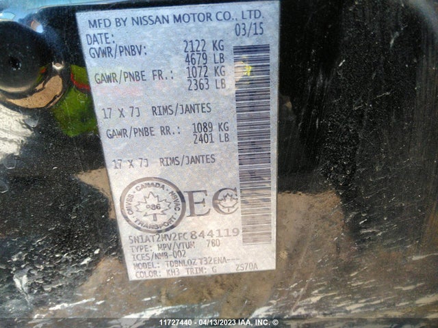 Nissan Rogue S/sl/sv 2015 5N1AT2MV2FC844119 Image 9
