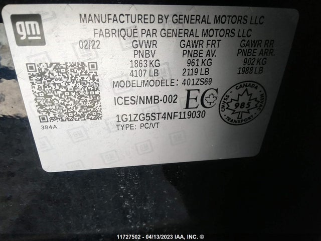 Chevrolet MALIBU RS 2022 1G1ZG5ST4NF119030 Image 11