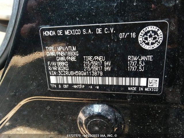 Honda HR-V EX 2016 3CZRU6H59GM113879 Image 11