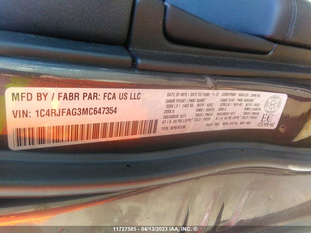 1C4RJFAG3MC647354 Jeep Grand Cherokee Laredo