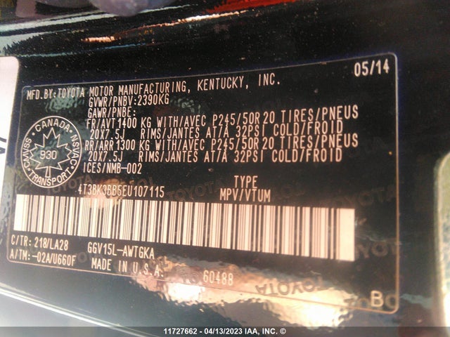 Toyota Venza 2014 4T3BK3BB5EU107115 Image 9