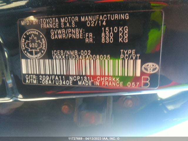Toyota Yaris 2014 VNKKTUD34EA008025 Image 10