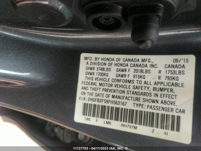 Honda Civic Lx 2015 2HGFB2F59FH563167 Image 9