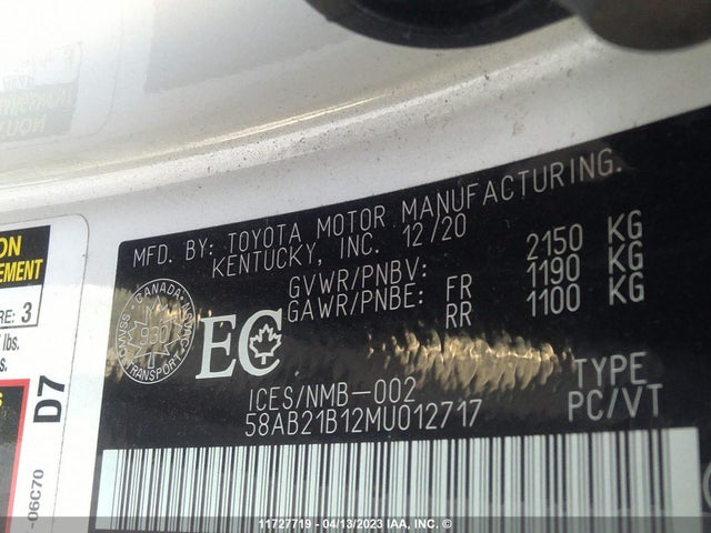 58AB21B12MU012717 Lexus ES 300H
