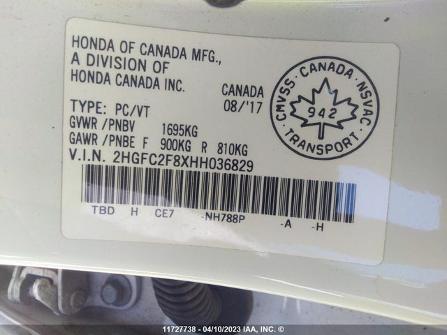 Honda CIVIC EX 2017 2HGFC2F8XHH036829 Image 9