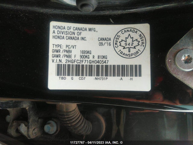 Honda CIVIC EX 2016 2HGFC2F71GH040547 Image 9