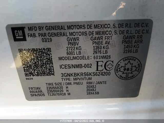 Chevrolet Blazer Premier 2019 3GNKBKRS6KS624200 Image 10