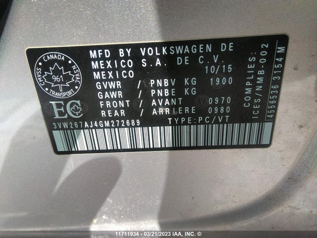 Volkswagen JETTA S 2016 3VW267AJ4GM272689 Image 10