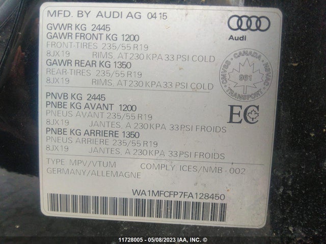 WA1MFCFP7FA128450 Audi Q5 Progressiv