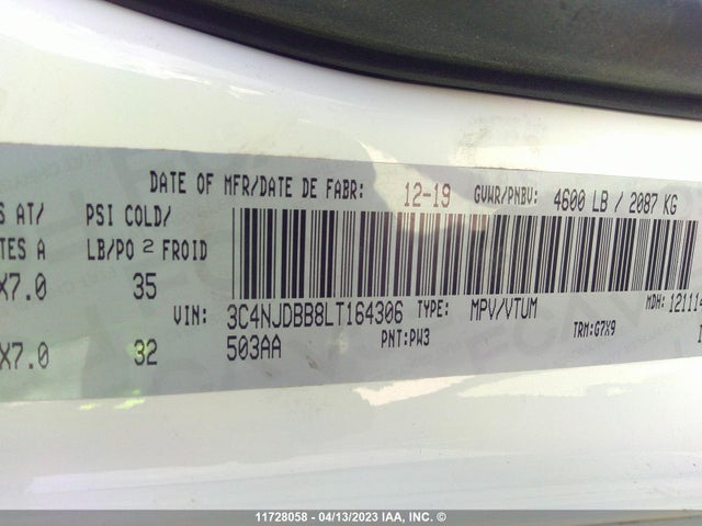 3C4NJDBB8LT164306 Jeep Compass Latitude