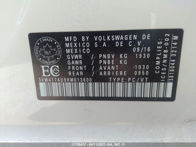 3VW4T7AU9HM013600 Volkswagen GTI S