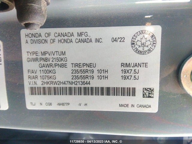 Honda CR-V 2022 2HKRW2H47NH213644 Image 9