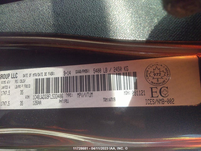 1C4BJWDG9FL533486 Jeep Wrangler Unlimited Sport