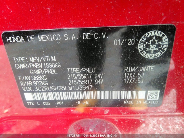 Honda HR-V 2020 3CZRU6H25LM103947 Image 11