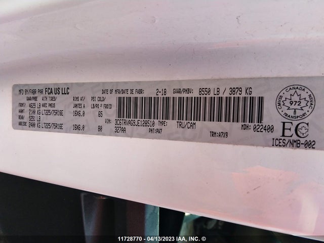 3C6TRVAG9JE128510 RAM Promaster 1500 1500 Standard