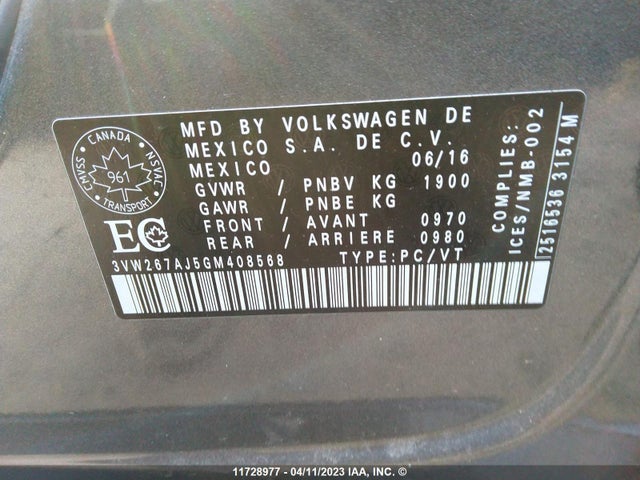 3VW267AJ5GM408568 Volkswagen JETTA S