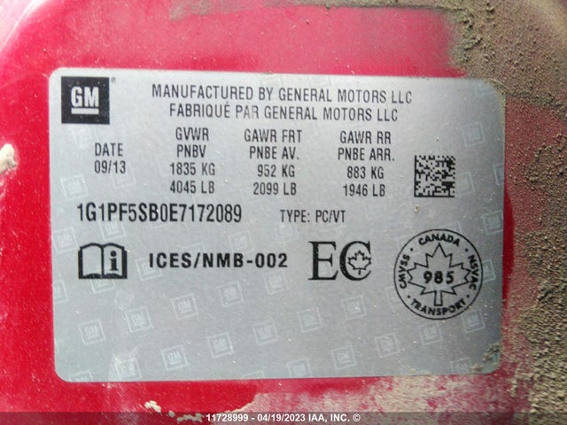 Chevrolet CRUZE LT 2014 1G1PF5SB0E7172089 Image 11