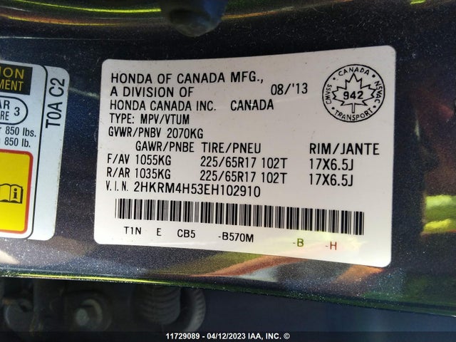 Honda CR-V EX 2014 2HKRM4H53EH102910 Image 11