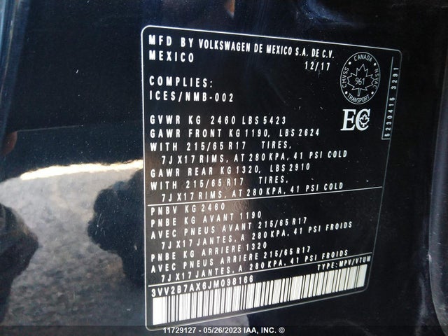Volkswagen Tiguan Se/sel 2018 3VV2B7AX6JM098166 Image 9