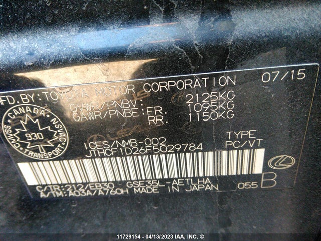 JTHCF1D26F5029784 Lexus IS 250