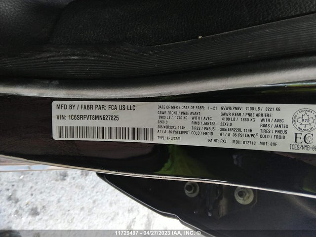 1C6SRFVT8MN627825 RAM 1500 Sport