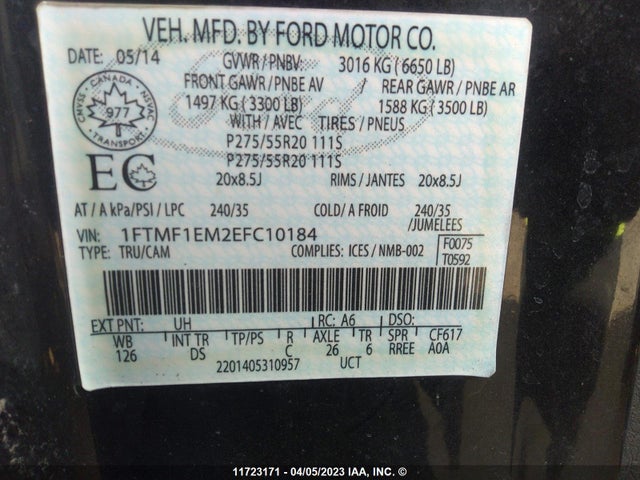 Ford F150 2014 1FTMF1EM2EFC10184 Image 10