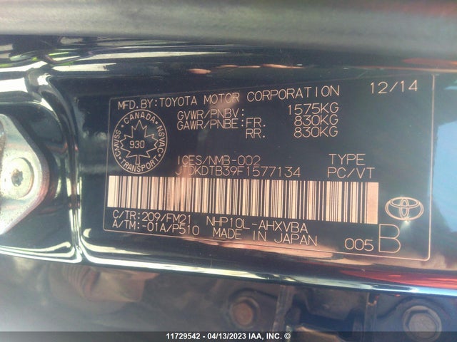 Toyota PRIUS C 2015 JTDKDTB39F1577134 Image 11