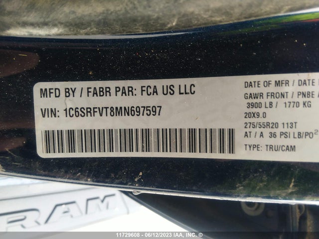 1C6SRFVT8MN697597 RAM 1500 Sport