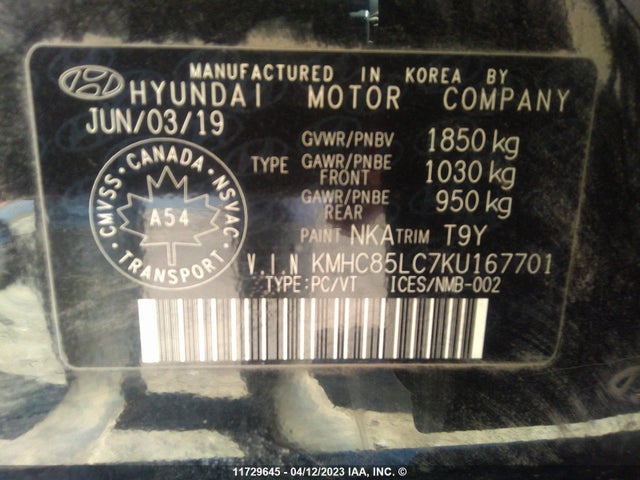 Hyundai Ioniq Limited 2019 KMHC85LC7KU167701 Image 11
